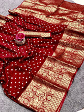 Precious Bandhej Maroon Color Silk Saree